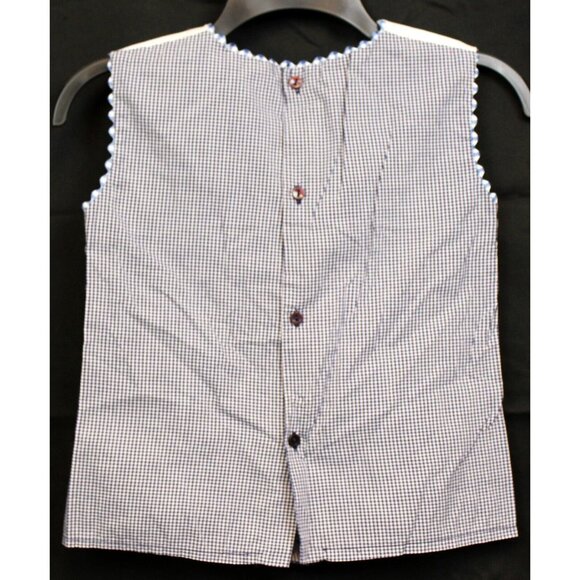 Sweet Angela Rosalina 2pc Outfit Shirt Shorts 8 Navy Plaid Spring Flower Bouquet - Picture 6 of 13